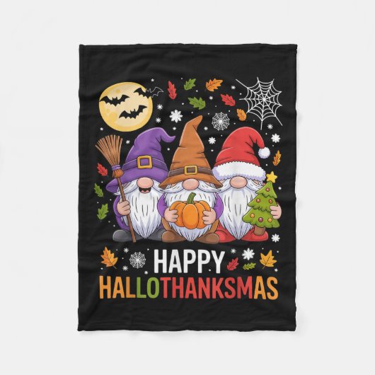 Happy Hallothanksmas Gnomes Lover Halloween Merry  Fleece Deken (Voorkant)