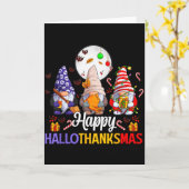 Happy Hallothanksmas Gnomes Lover Halloween Merry  Kaart (Gele Bloem)