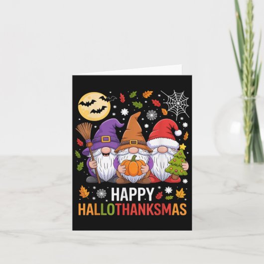 Happy Hallothanksmas Gnomes Lover Halloween Merry  Kaart (Voorkant)