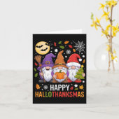 Happy Hallothanksmas Gnomes Lover Halloween Merry  Kaart (Gele Bloem)