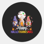 Happy Hallothanksmas Gnomes Lover Halloween Merry Ronde Sticker (Voorkant)
