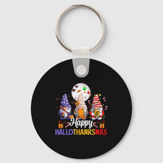 Happy Hallothanksmas Gnomes Lover Halloween Merry  Sleutelhanger (Voorkant)