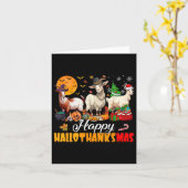 Happy Hallothanksmas Goat Halloween Thanksgiving C Kaart (Gele Bloem)