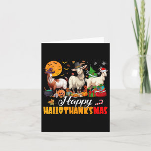 Happy Hallothanksmas Goat Halloween Thanksgiving C Kaart