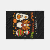 Happy Hallothanksmas Goose Halloween Thanksgiving Fleece Deken (Voorkant (Horizontaal))