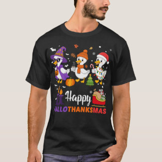 Happy Hallothanksmas Goose Halloween Thanksgiving  T-shirt