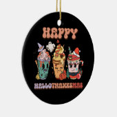 Happy HalloThanksMas Grappig Donker Keramisch Ornament (Rechts)