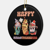 Happy HalloThanksMas Grappig Donker Keramisch Ornament (Links)