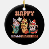 Happy HalloThanksMas Grappig Donker Keramisch Ornament (Achterkant)
