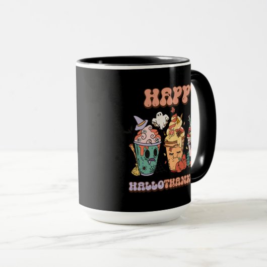 Happy HalloThanksMas Grappig Donker Mok (Voorkant rechts)