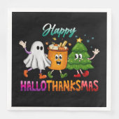 Happy HalloThanksMas Grappig Donker Servet (Voorkant)
