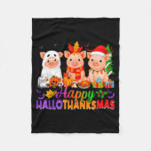 Happy Hallothanksmas Gs Halloween Thanksgiving Chr Fleece Deken (Voorkant)