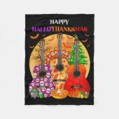Happy Hallothanksmas Guitar Halloween Thanksgiving Fleece Deken (Voorkant)