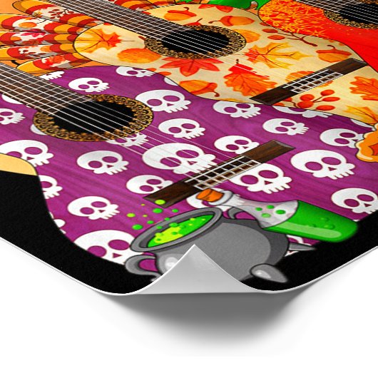 Happy Hallothanksmas Guitar Halloween Thanksgiving Poster (Hoek)