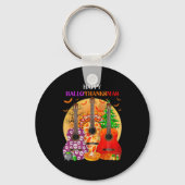 Happy Hallothanksmas Guitar Halloween Thanksgiving Sleutelhanger (Voorkant)