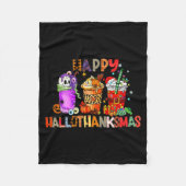 Happy Hallothanksmas Halloween Coffee Latte Thanks Fleece Deken (Voorkant)