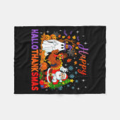 Happy Hallothanksmas Halloween Thanksgiving 67 Chr Fleece Deken (Voorkant (Horizontaal))