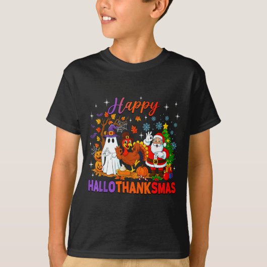 Happy Hallothanksmas Halloween Thanksgiving 67 Chr T-shirt (Voorkant)