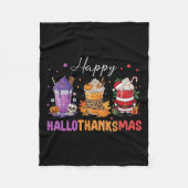 Happy Hallothanksmas Halloween Thanksgiving Christ Fleece Deken (Voorkant)