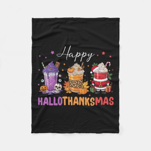 Happy Hallothanksmas Halloween Thanksgiving Christ Fleece Deken (Voorkant)