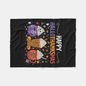 Happy Hallothanksmas Halloween Thanksgiving Christ Fleece Deken (Voorkant (Horizontaal))