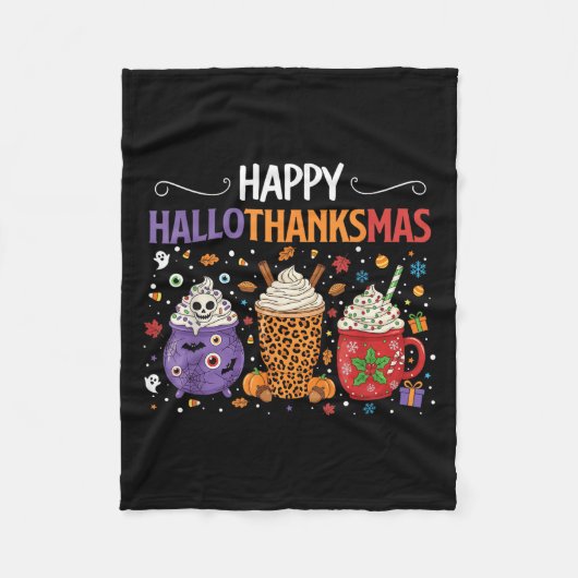 Happy Hallothanksmas Halloween Thanksgiving Christ Fleece Deken (Voorkant)