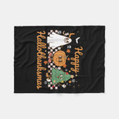 Happy Hallothanksmas Halloween Thanksgiving Christ Fleece Deken (Voorkant (Horizontaal))