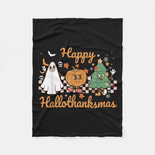 Happy Hallothanksmas Halloween Thanksgiving Christ Fleece Deken (Voorkant)
