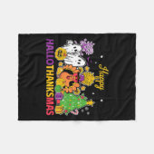 Happy Hallothanksmas Halloween Thanksgiving Christ Fleece Deken (Voorkant (Horizontaal))