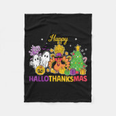 Happy Hallothanksmas Halloween Thanksgiving Christ Fleece Deken (Voorkant)