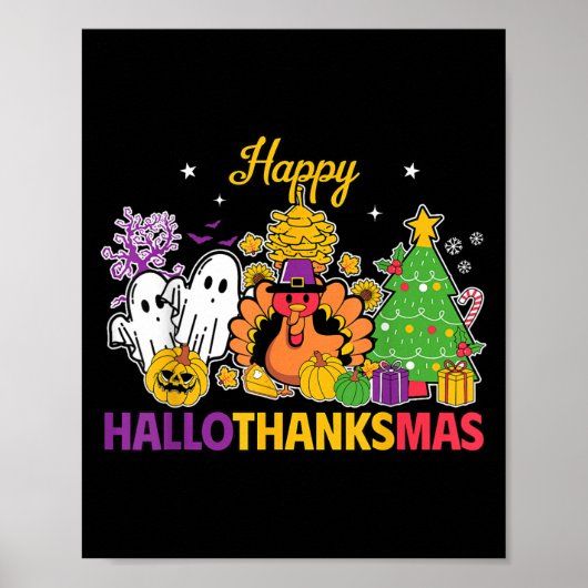 Happy Hallothanksmas Halloween Thanksgiving Christ Poster (Voorkant)