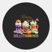 Happy Hallothanksmas Halloween Thanksgiving Christ Ronde Sticker (Voorkant)