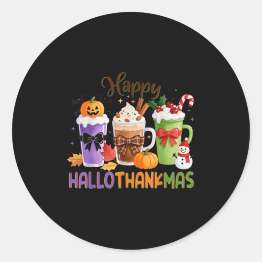 Happy Hallothanksmas Halloween Thanksgiving Christ Ronde Sticker (Voorkant)