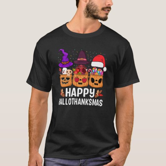 Happy Hallothanksmas Halloween Thanksgiving Christ T-shirt (Voorkant)