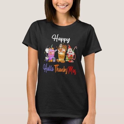 Happy Hallothanksmas Halloween Thanksgiving Christ T-shirt (Voorkant)