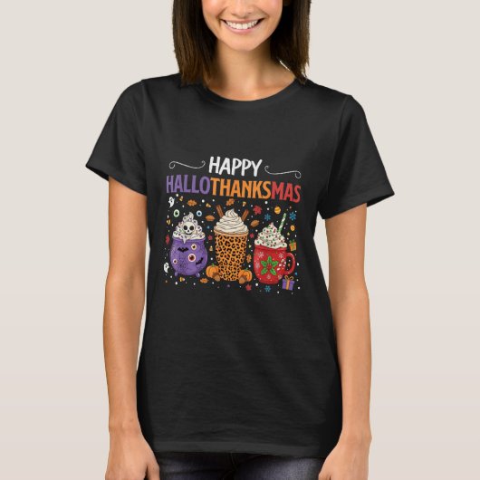 Happy Hallothanksmas Halloween Thanksgiving Christ T-shirt (Voorkant)
