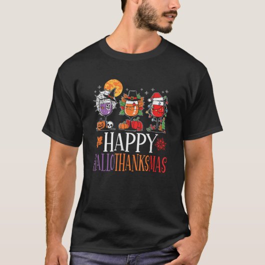 Happy Hallothanksmas Halloween Thanksgiving Christ T-shirt (Voorkant)