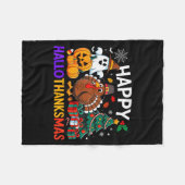 Happy Hallothanksmas Halloween Thanksmas Holiday S Fleece Deken (Voorkant (Horizontaal))