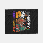 Happy Hallothanksmas Halloween Thanksmas Holiday S Fleece Deken (Voorkant (Horizontaal))