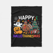 Happy Hallothanksmas Halloween Thanksmas Holiday S Fleece Deken (Voorkant)