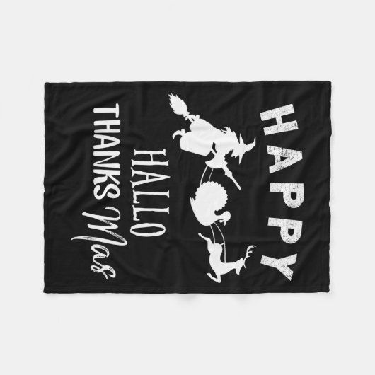 Happy Hallothanksmas Halloween Witch Thanksgiving  Fleece Deken (Voorkant (Horizontaal))