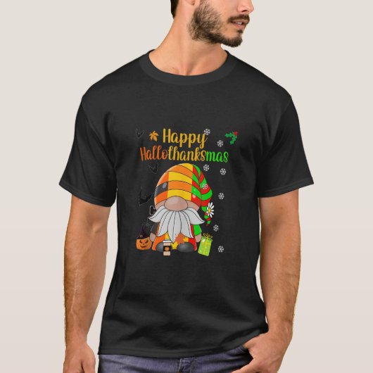 Happy HalloThanksmas HallowThanksmas Gnome Hat Pum T-shirt (Voorkant)