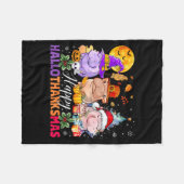 Happy Hallothanksmas Hip Lover Halloween Merry Chr Fleece Deken (Voorkant (Horizontaal))