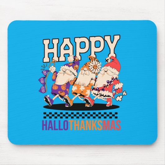 Happy Hallothanksmas Holiday Gnomes Design Muismat (Voorkant)