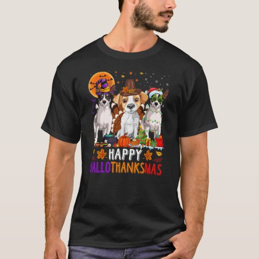 Happy Hallothanksmas Jack Russell Terrier Dog Hall T-shirt (Voorkant)