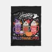 Happy Hallothanksmas Koffie Lover Halloween Merry Fleece Deken (Voorkant)