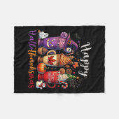 Happy Hallothanksmas Koffie Lover Halloween Merry Fleece Deken (Voorkant (Horizontaal))