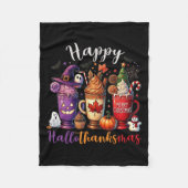 Happy Hallothanksmas Koffie Lover Halloween Merry Fleece Deken (Voorkant)
