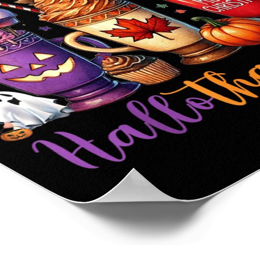Happy Hallothanksmas Koffie Lover Halloween Merry Poster (Hoek)