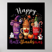 Happy Hallothanksmas Koffie Lover Halloween Merry Poster (Voorkant)